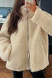 Camilladress Turtleneck Zipper Up  Pocketed Fuzzy Fleece Coat