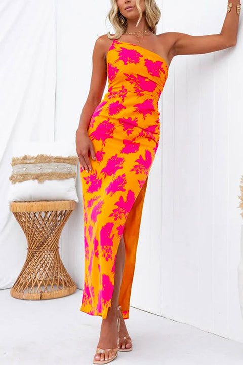 Camilladress One Shoulder Side Split Printed Cami Maxi Dress