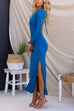 Long Sleeves Backless Side Split Maxi Bodycon Dress