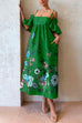 Camilladress Cold Shoulder Ruffle Sleeves Bow Knot Back Floral Maxi Dress