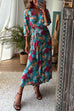 Camilladress Wrap V Neck 3/4 Sleeve Tie Waist Holiday Printed Dress