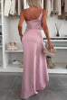 One Shoulder Draped Slit Maxi Cami Dress