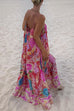 Camilladress V Neck Spaghetti Strap Backless Floral Print Maxi Vacation Dress