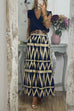 Camilladress Pocketed Geometric Printed A-line Maxi Swing Skirt