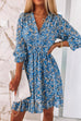 Camilladress V Neck Puff Sleeve Waisted Floral Ruffle Dress