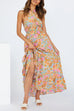 Camilladress Criss Cross Halter Backless Cut Out Slit Floral Maxi Dress