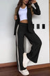 Camilladress Color Block Open Front Blazer Elastic Waist Slit Wide Leg Pants Set