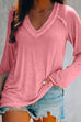 Camilladress V Neck Long Sleeves Solid T Shirt