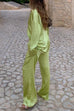 Camilladress Long Sleeves Silk Blouse Shirt+Pants Set