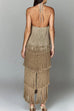 Camilladress Chicest Halter Ruffle Layered Fringe Maxi Party Dress