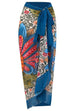 Camilladress V Neck Bow Shoulder One-piece Swimwear and Wrap Cover Up Skirt Printed Set