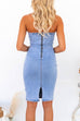 Slit Back Tube Top Denim Bodycon Dress