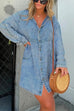 Camilladress V Neck Button Down Pocketed Denim Mini Shirt Dress