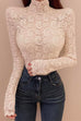 Camilladress Turtleneck Long Sleeves Hollow Out Lace Top