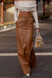 Chicest Pocketed Faux Leather Maxi Skirt