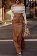 Chicest Pocketed Faux Leather Maxi Skirt