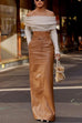 Chicest Pocketed Faux Leather Maxi Skirt