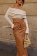 Chicest Pocketed Faux Leather Maxi Skirt