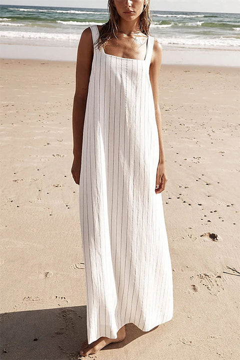 Camilladress Square Collar Striped Maxi Cami Beach Dress