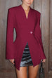 Camilladress Chic V Neck Single Button Irregular Blazer