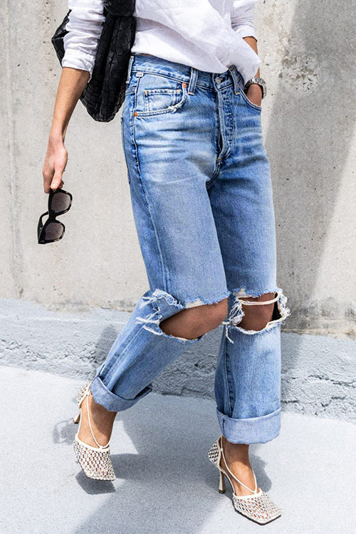 Camilladress Straight Leg Ripped Boyfriend Jeans