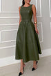 Camilladress Sleeveless Tie Waist Ruffle Tiered Faux Leather Midi Dress