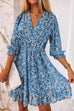 Camilladress V Neck Puff Sleeve Waisted Floral Ruffle Dress