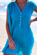 Camilladress Buttons V Neck Sleeveless Ruched Beach Dress