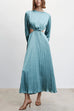 Camilladress Long Sleeves Cut Out Waist Pleated Maxi Dress