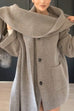 Camilladress Button Down Pocketed Winter Knit Coat with Scarf