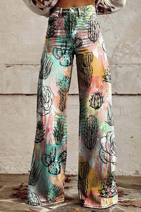 Camilladress High Waist Unique Print Wide Leg Pants