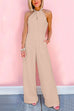 Sleeveless Halter Waisted Wide Leg Jumpsuit