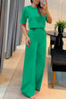 Camilladress Crewneck Short Sleeve Crop Top Wide Leg Palazzo Pants Outfits Set