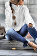 Camilladress Mockneck Solid Cable Knit Pullover Sweater