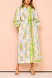 Camilladress Button Down Tie Waist Pocketed Unique Print Midi Shirt Dress