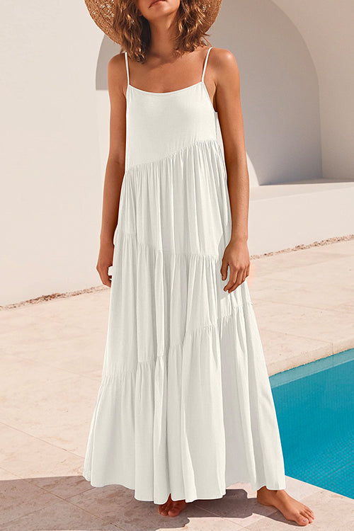 Camilladress Adjustable Straps Tiered Maxi Beach Dress