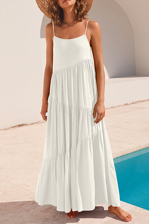 Camilladress Adjustable Straps Tiered Maxi Beach Dress