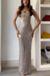 Camilladress Strapless Back Slit Rhinestone Bodycon Maxi Party Dress