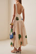 Camilladress Sleeveless Tropic Print Open Back Ruffle Maxi Dress