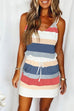 Camilladress Tie Shoulder Striped Color Block Cami Dress with Pockets