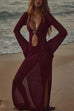 Camilladress V Neck Side Slit Crochet Beach Cover Up Maxi Dress