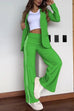 Camilladress Color Block Open Front Blazer Elastic Waist Slit Wide Leg Pants Set