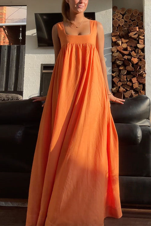 Sleeveless Tie Knot Backless Swing Maxi Dress