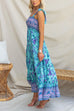 Tie Shoulder Smocked High Waist Tiered Floral Maxi Cami Dress