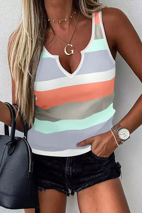 Camilladress V Neck Color Block Striped Summer Tank Top