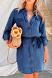 Camilladress Rolled Up Long Sleeves Tie Waist Denim Shirt Dress