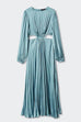 Camilladress Long Sleeves Cut Out Waist Pleated Maxi Dress