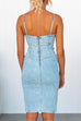 Camilladress High Waist Slit Distressed Denim Bodycon Cami Dress