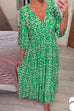 Camilladress V Neck Half Sleeves Printed Swing Maxi Holiday Dress