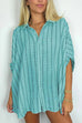 Camilladress Oversized Button Down Batwing Sleeves Striped Shirt